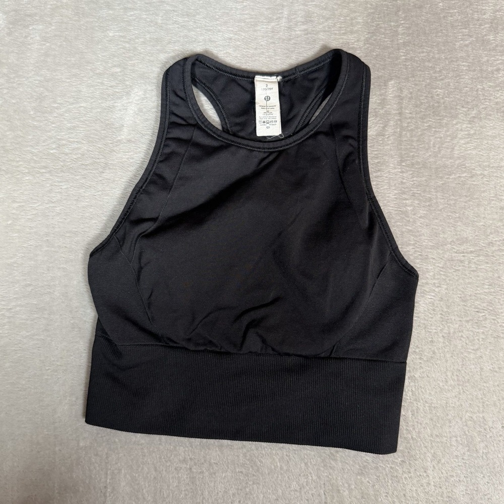 lululemon Black Racerback Sports Bra Women Size 2 S Pullover Wireless CA3580